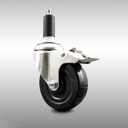 Service Caster 4 Inch 316SS Hard Rubber Swivel 1 Inch Expanding Stem Caster Lock Brake SCC SCC-SS316TTLEX20S414-HRS-1